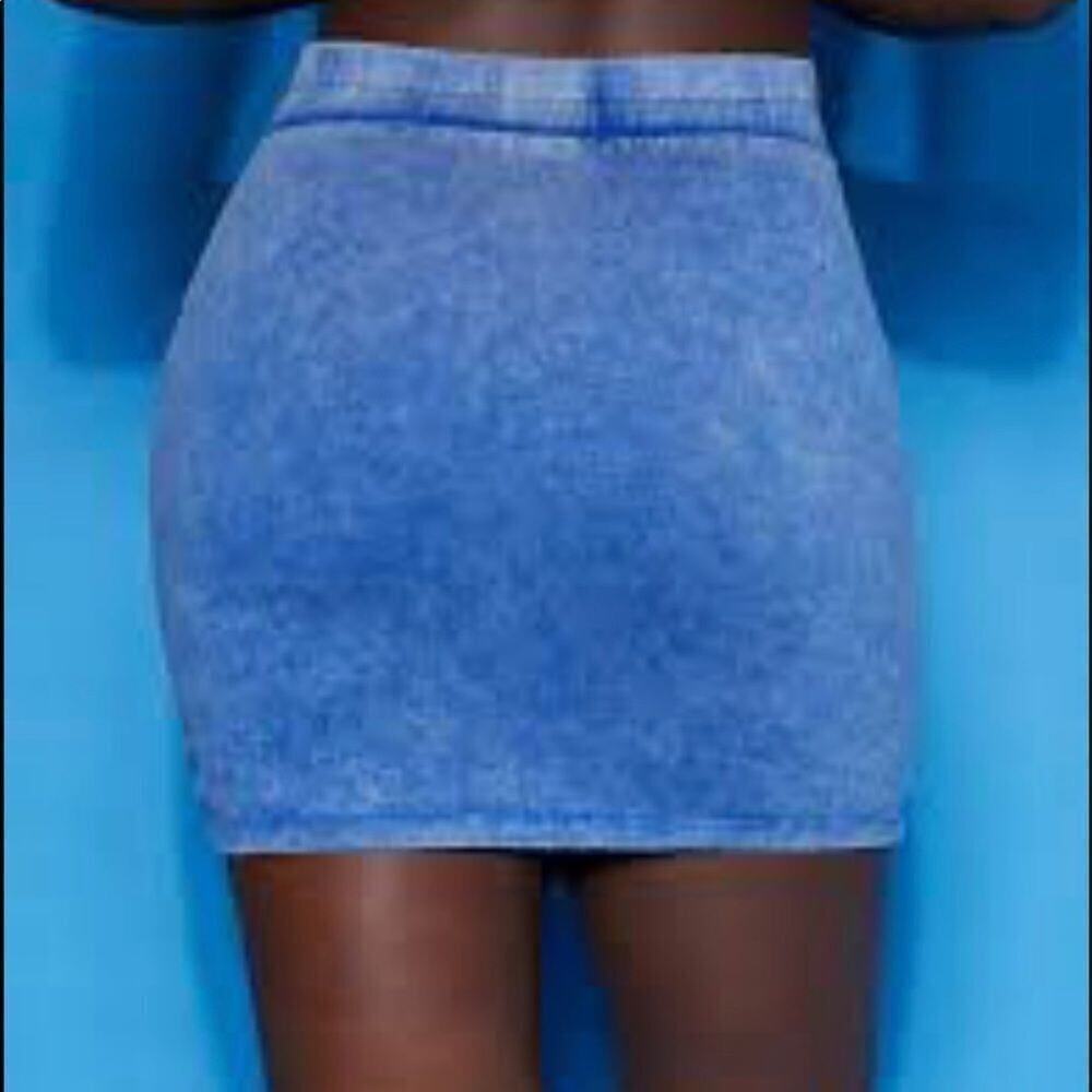 KIKIRIKI BODYCON BLUE OMBRÉ PENCIL SKIRT SIZE L - Picture 2 of 2